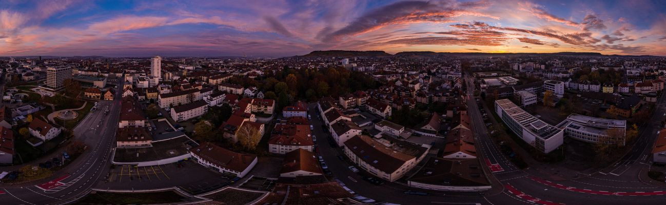 Panoramaaufnahme von Sonnenuntergang über Heilbronn